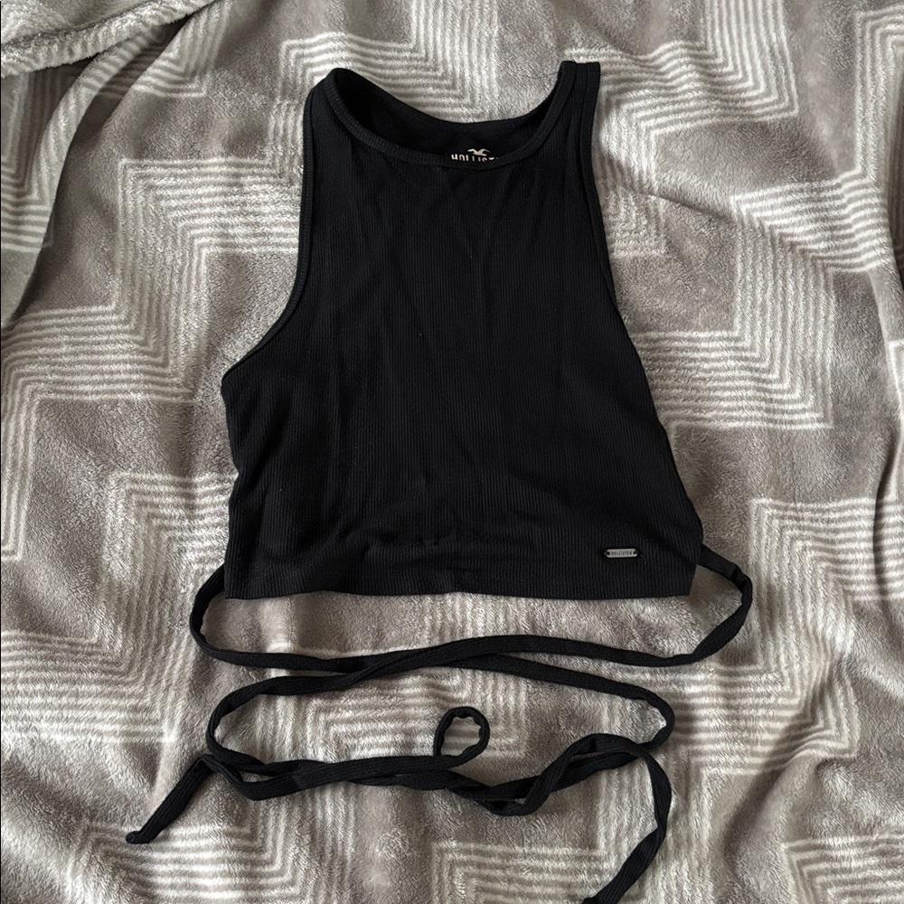 Hollister Black Ribbed crop tank top